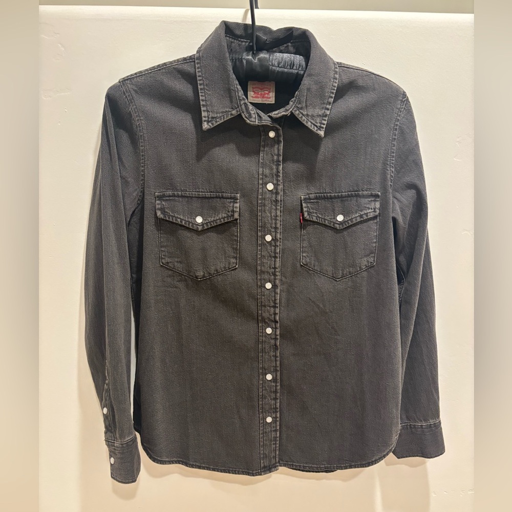 Levi's Charcoal Button-Up Denim Shirt